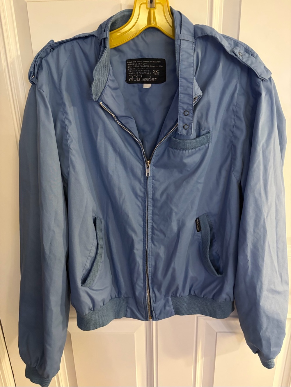 Light Blue Zip-Front Bomber Jacket - Men